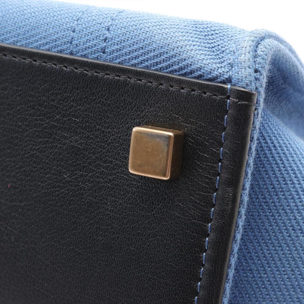 CELINE Luggage Phantom Tote Bag Canvas Leather Women's Blue Black 169953 - Picture 7 of 8